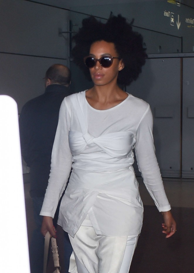 Solange Knowles at Charles de Gaulle Airport in France