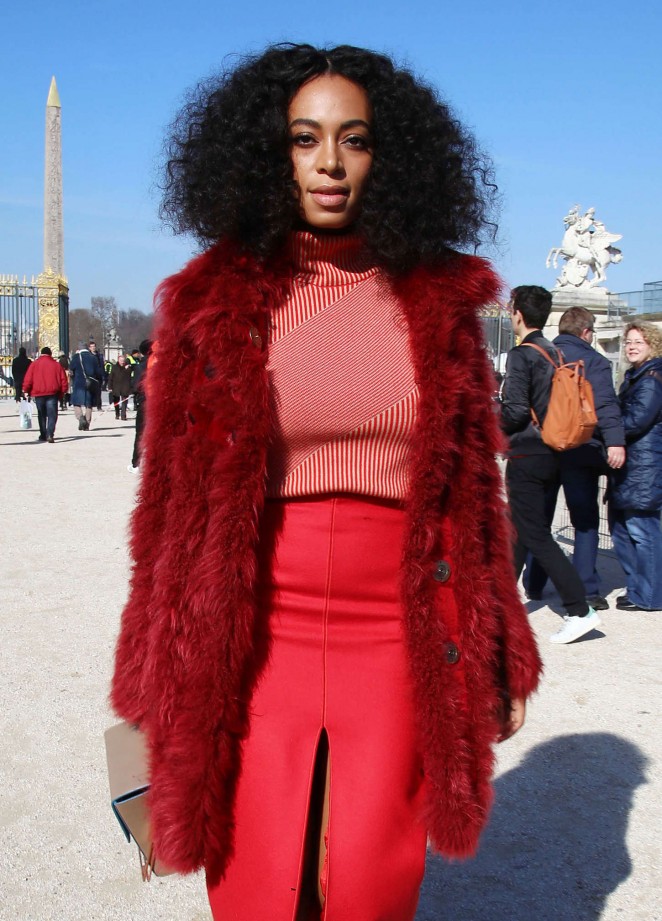 Solange Knowles in Red - Carven Fashion Show 2015 in Paris