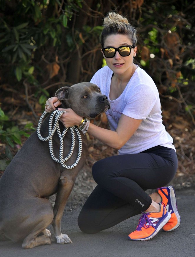 Sophia Bush in Tights Walking her Dog in LA