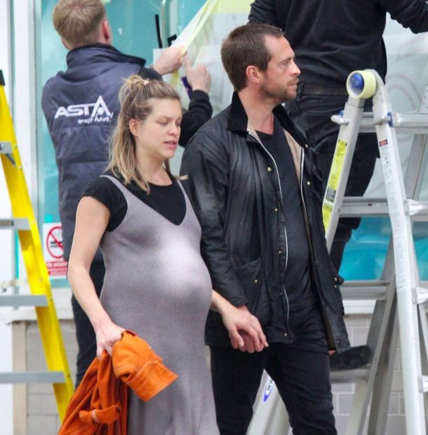 Sophie Cookson shows of her baby bump in Hampstead