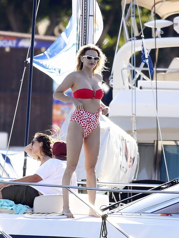 Sophie Hermann - In a red and cherry bikini in Ibiza
