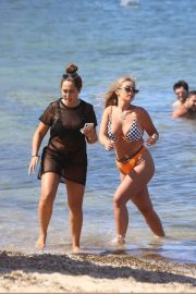 Sophie Kasaei and Tyne-Lexy Clarson on the beach in Ibiza