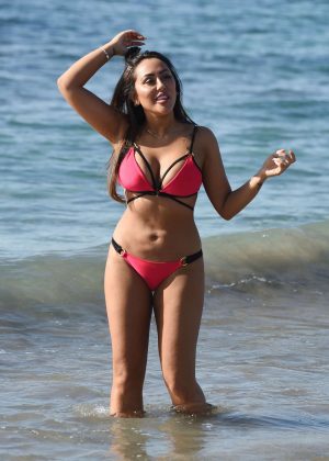 Sophie Kasaei in Black and Red Bikini in Bali