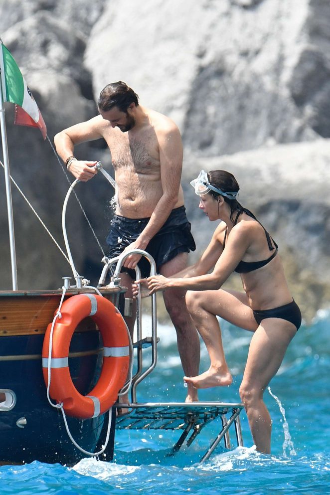 Sophie Marceau in Bikini on a yacht in Capri