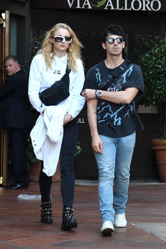 Sophie Turner and Joe Jonas at Via Alloro in Los Angeles