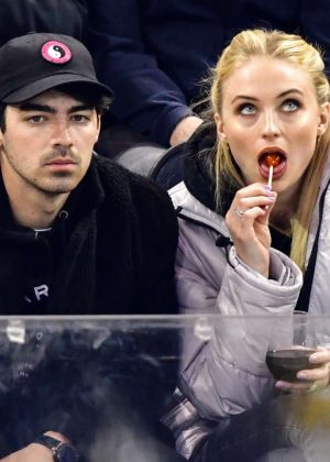 Sophie Turner and Joe Jonas - Detroit Red Wings vs New York Rangers ice hockey game in NY