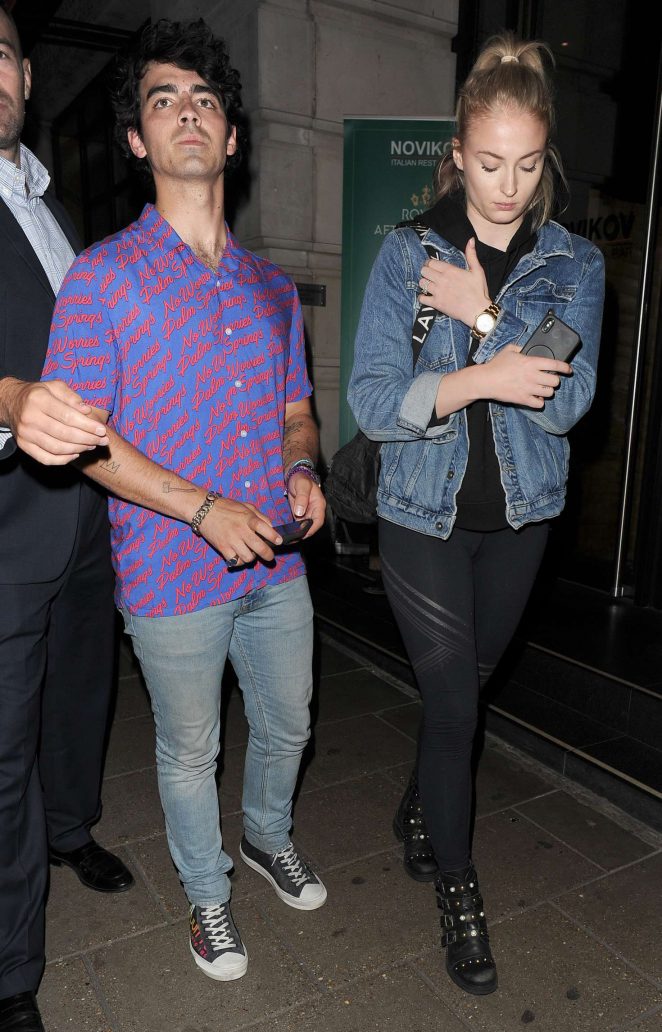 Sophie Turner and Joe Jonas - Leaving Novikov restaurant in Mayfair