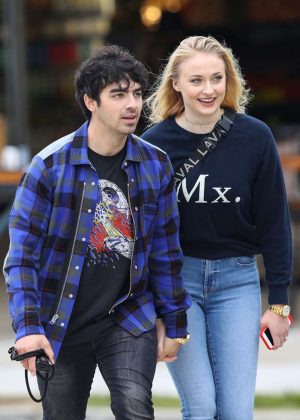 Sophie Turner and Joe Jonas walking around in Sydney