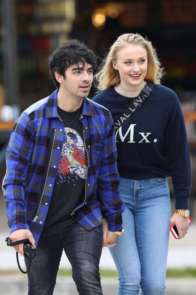 Sophie Turner and Joe Jonas walking around in Sydney