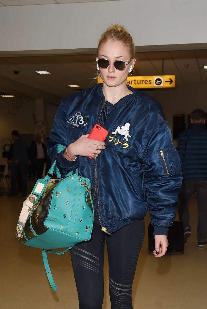 Sophie Turner - Arriving at Aberdeen Airport in Scotland