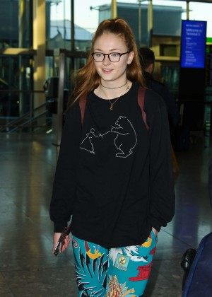 Sophie Turner at Heathrow Airport in London