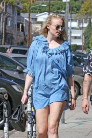 Sophie Turner in Mini Dress and Joe Jonas - Out in Los Feliz