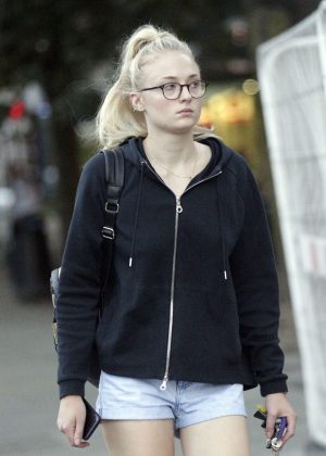 Sophie Turner in Shorts Out in London