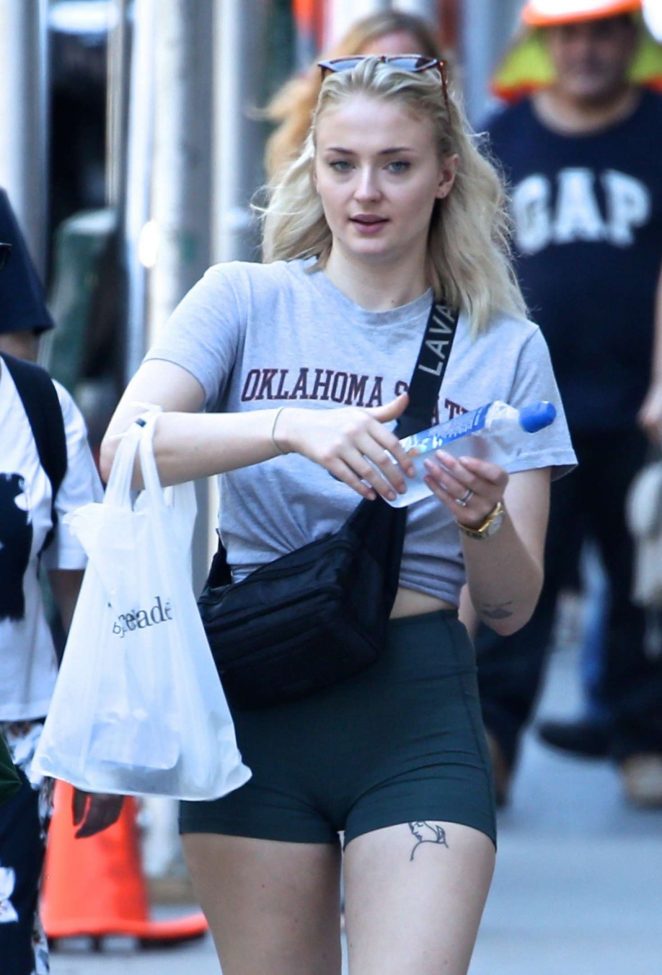 Sophie Turner in Shorts with Joe Jonas - Out in SoHo
