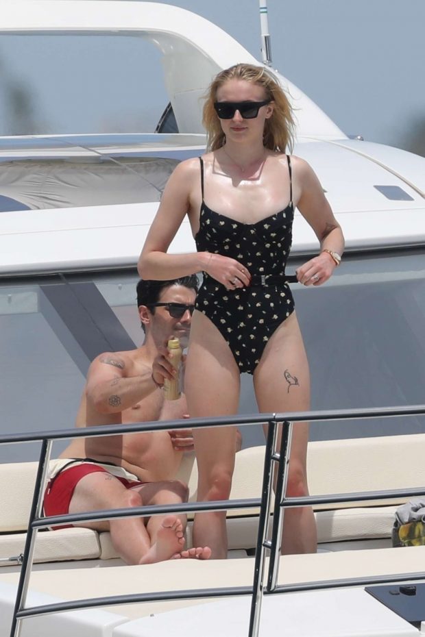 Sophie Turner in Swimsuit on a yacht in Cabo San Lucas