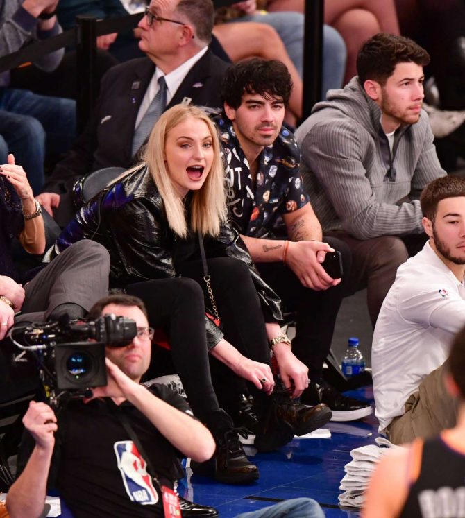 Sophie Turner, Joe and Nick Jonas - Phoenix Suns v New York Knicks Game in New York City