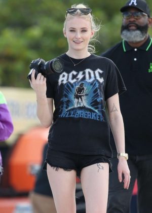 Sophie Turner - On a Photoshoot at Miami Beach