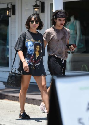 Stella Hudgens out for lunch with a friend in Los Angeles