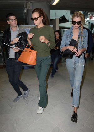 Stella Maxwell and Irina Shayk - Arriving at Nice Airport