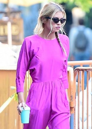 Stella Maxwell in Pink - Out to get a coffee in New York
