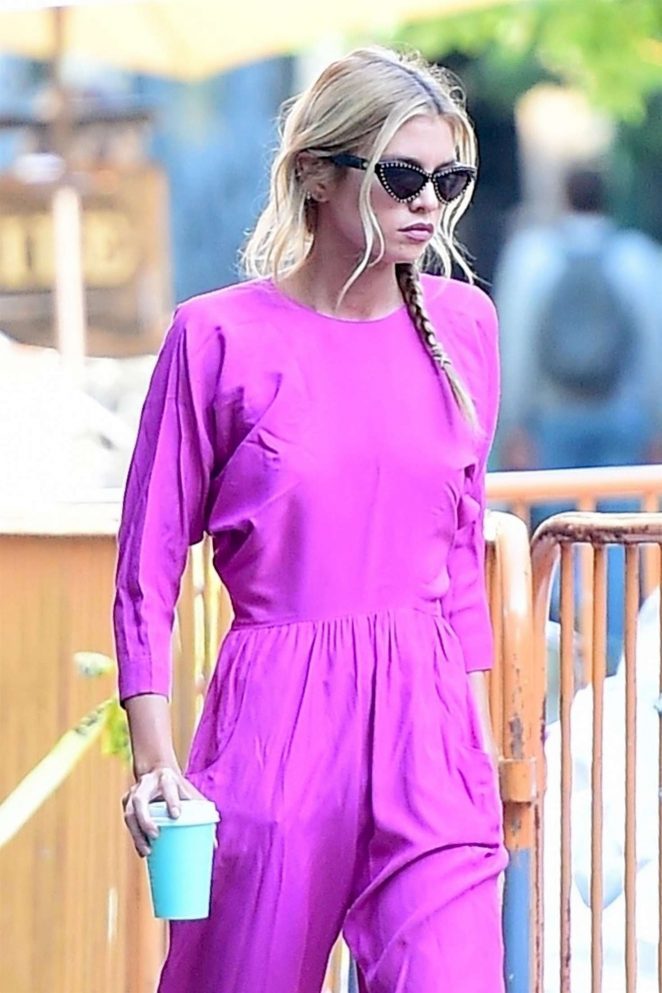Stella Maxwell in Pink - Out to get a coffee in New York
