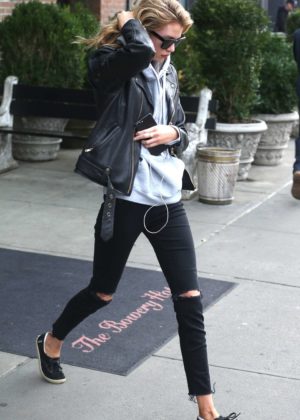 Stella Maxwell in Ripped Jeans out in New York