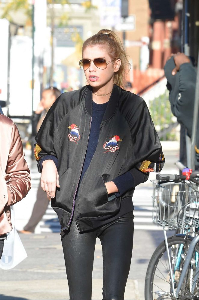 Stella Maxwell in Tights out in East Village