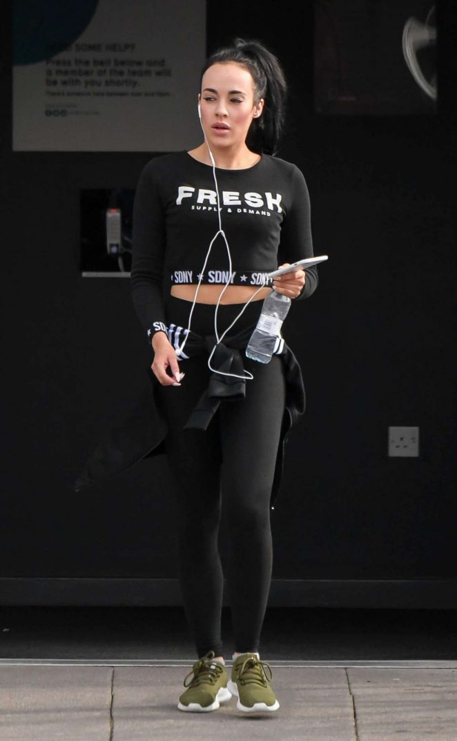 Stephanie Davis in Tights - Leaves a Gym in Liverpool