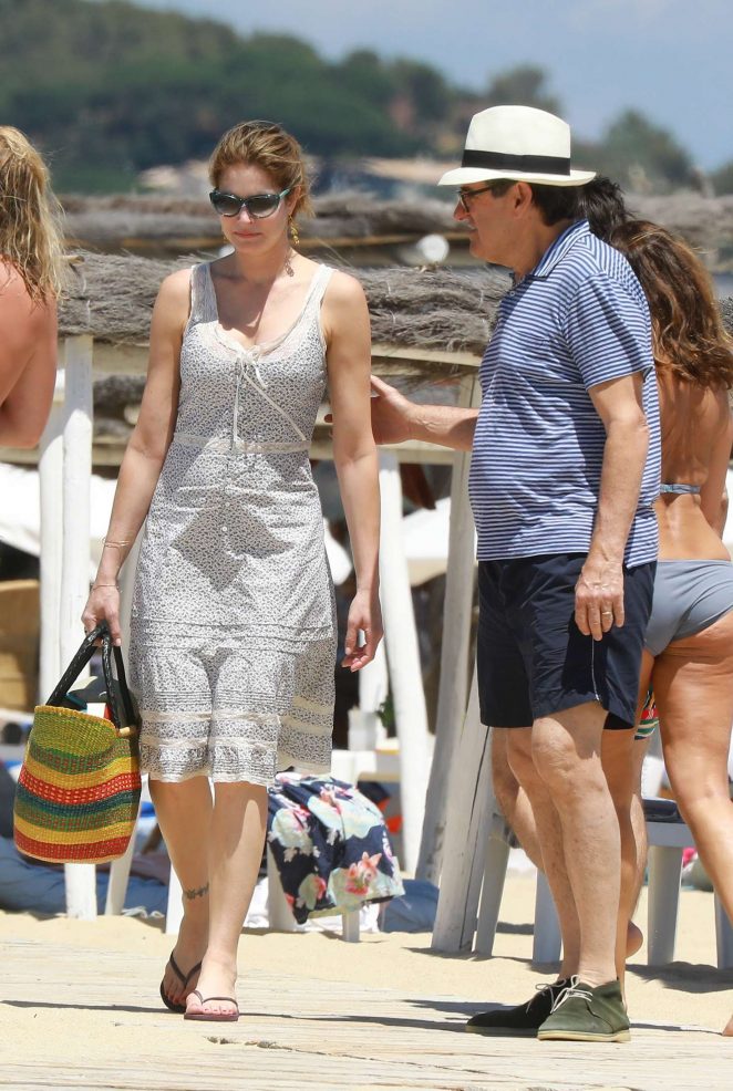 Stephanie Seymour and Peter Brant Leaving Club 55 Beach in Saint Tropez