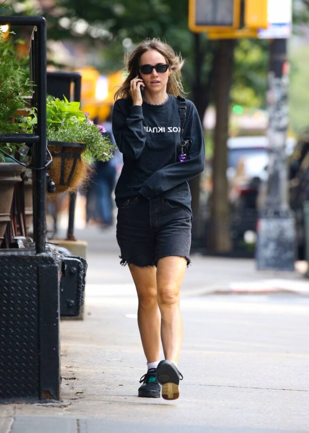 Suki Waterhouse - In denim shorts on a stroll in New York