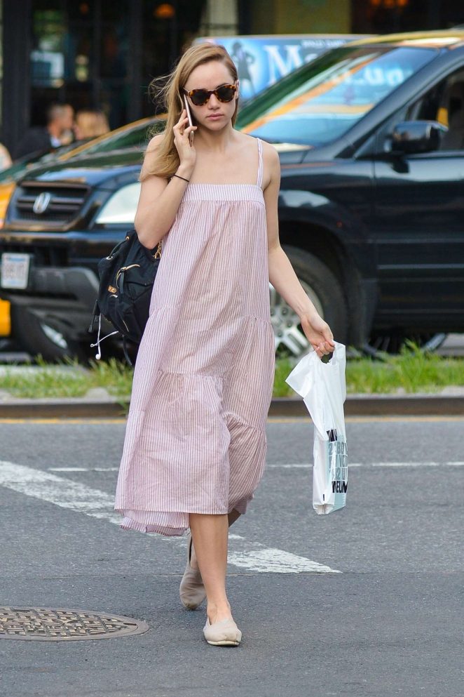 Suki Waterhouse in Long Dress out in NYC