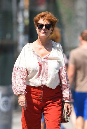 Susan Sarandon - Seen in red pants while outing with friends in New York