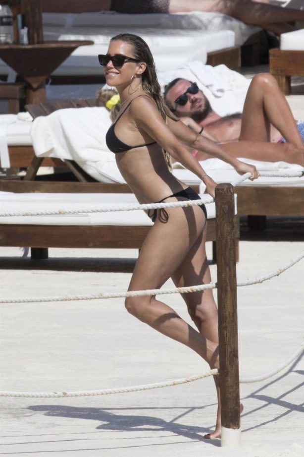 Sylvie Meis - In black bikini in Mallorca