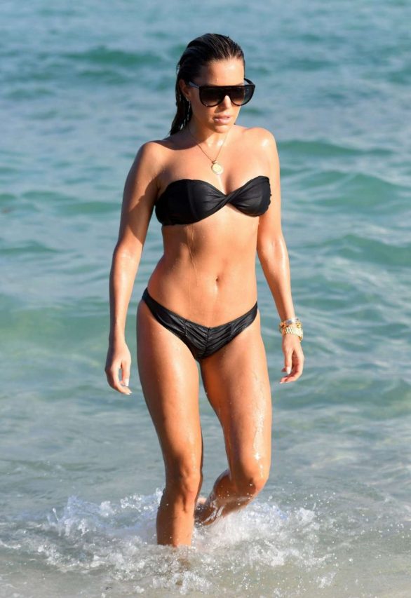 Sylvie Meis in Black Bikini on the beach in Miami