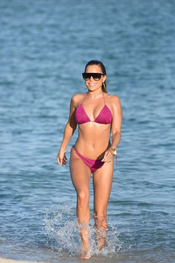 Sylvie Meis in Pink Bikini on the beach in Miami