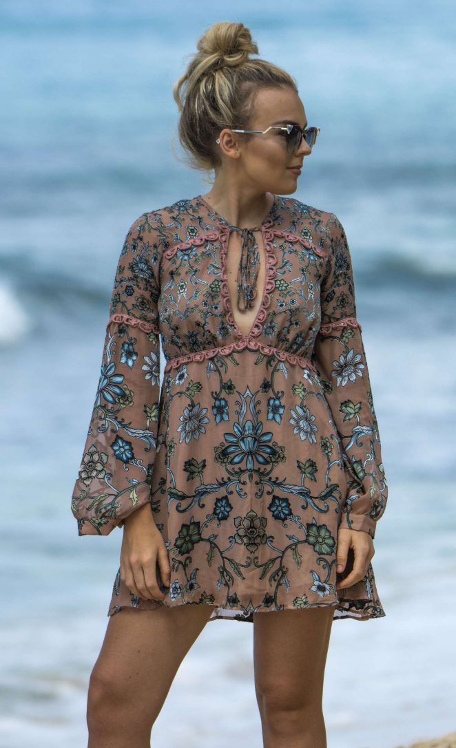 Tallia Storm in Short Dress on holiday in Bridgetown