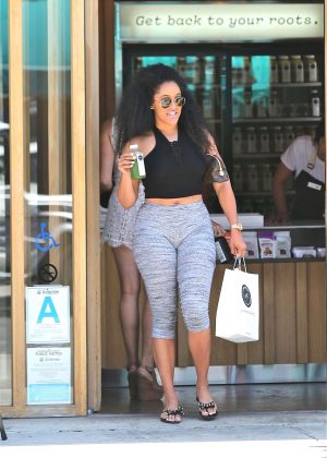 Tamera Mowry in Tights at Pressed Juice in Beverly Hills