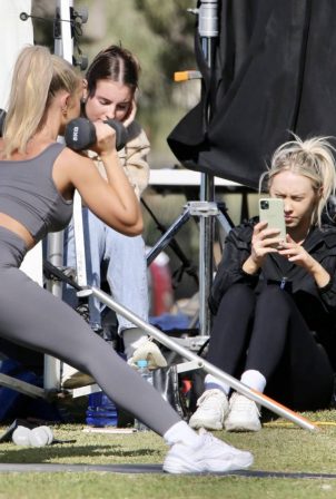 Tammy Hembrow - Shooting content for her fitness app at mermaid beach at Gold Coast