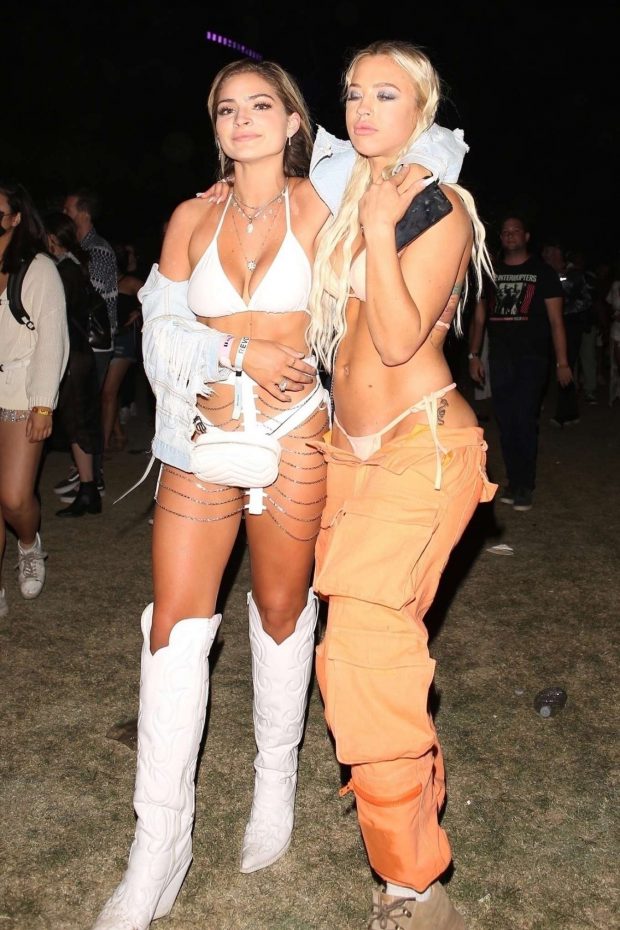 Tammy Hembrow with a friend at Coachella Music Festival in Indio