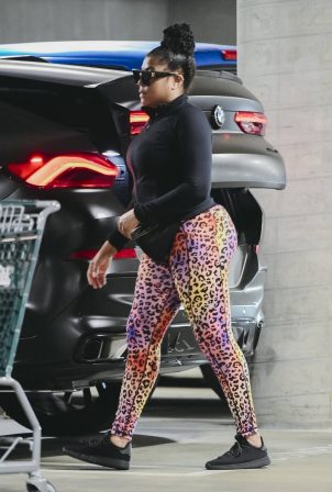 Taraji P. Henson - In animal print leggings shopping in Los Angeles