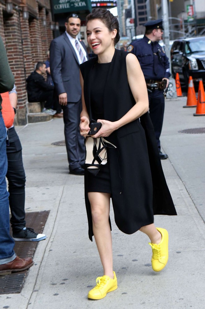 Tatiana Maslany Arrives at 'The Late Show With Stephen Colbert' in NYC