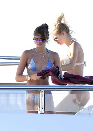 Taylor Hill and Daphne Groeneveld in Bikini on a yacht in St Tropez