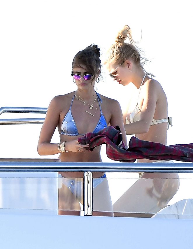 Taylor Hill and Daphne Groeneveld in Bikini on a yacht in St Tropez