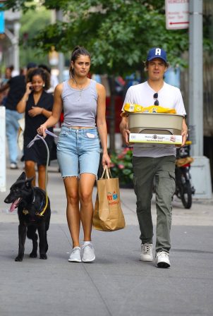 Taylor Hill - And her husband Daniel Fryer were seen walking their dog in New York