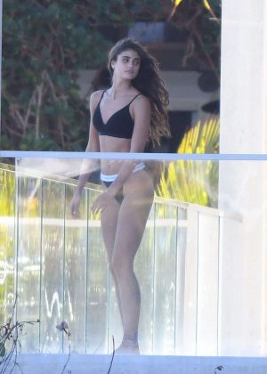 Taylor Hill on a set for Victoria's Secret Photoshoot in Miami