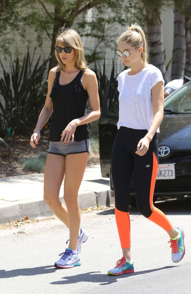 Taylor Swift and Gigi Hadid out for a walk in Beverly Hills