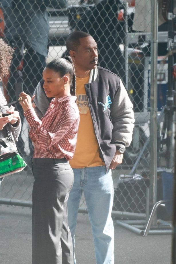 Taylour Paige - With Eddie Murphy joins Taylour Paige on set for Beverly Hills Cop 4 filming in LA