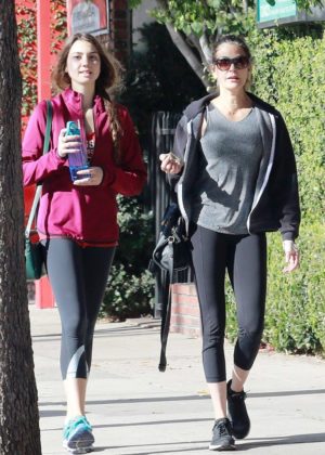 Teri Hatcher - Leaves the gym with her daughter in Studio City