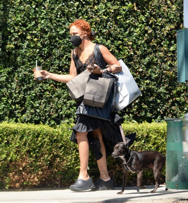 Tessa Thompson - Shopping with her dog in Beverly Hills