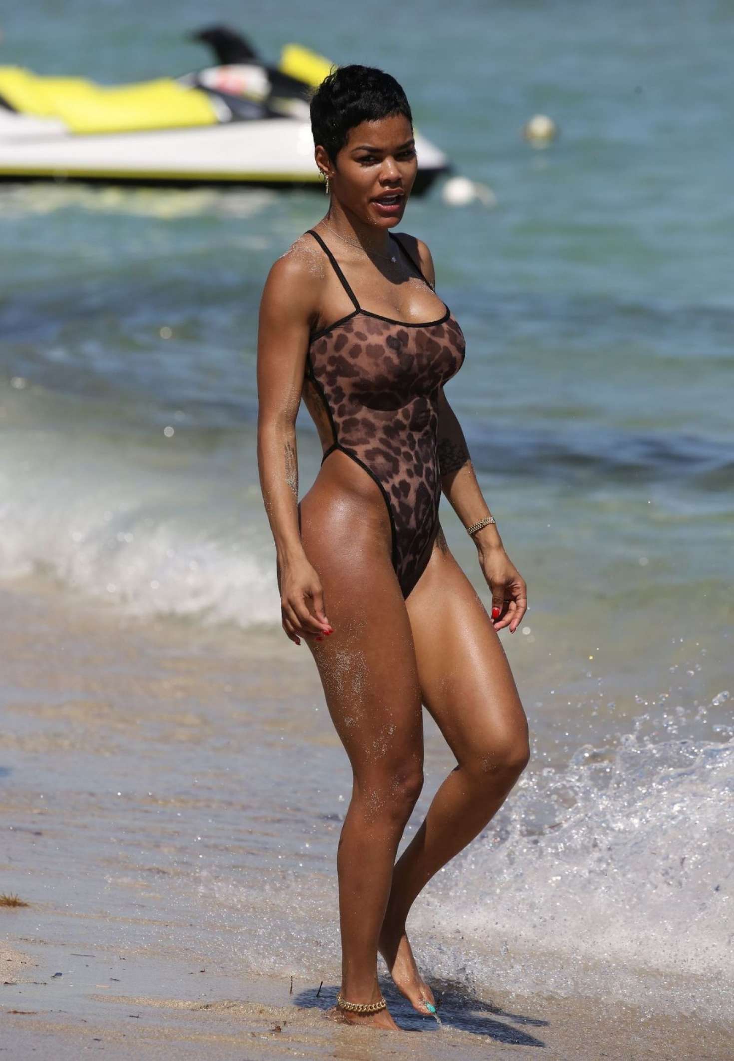 Teyana Taylor in Swimsuit at a beach in Miami. 